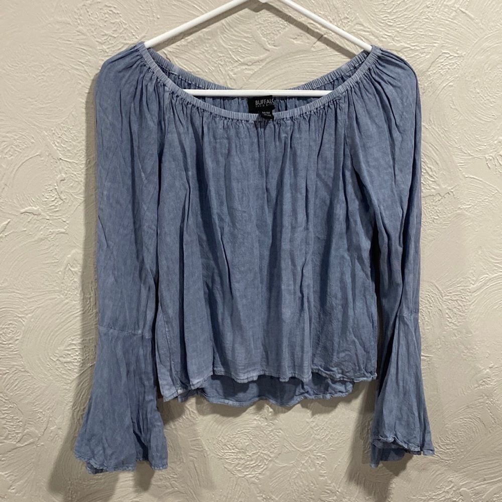 Buffalo David Britton chambray off the shoulder boho top size medium